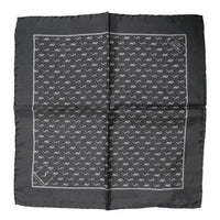 Dolce & Gabbana Black Fish Print Silk Square Men Foulard Men's Scarf