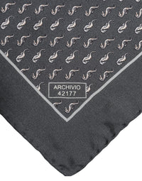 Dolce & Gabbana Black Fish Print Silk Square Men Foulard Men's Scarf