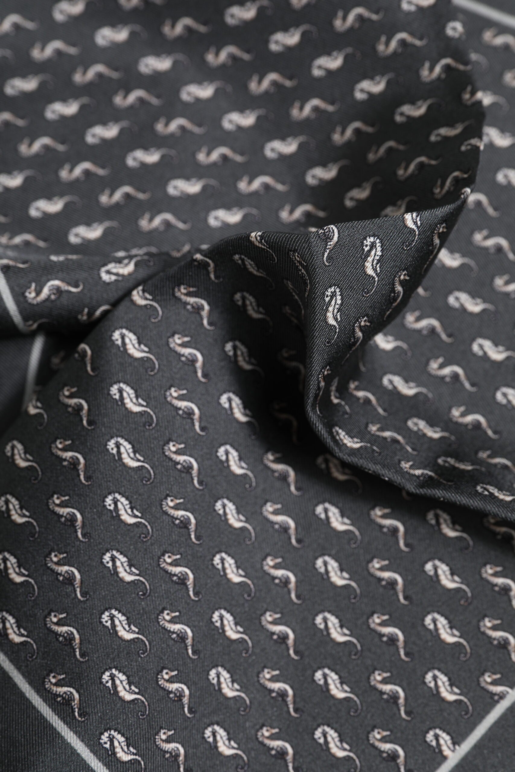 Dolce & Gabbana Black Fish Print Silk Square Men Foulard Men's Scarf