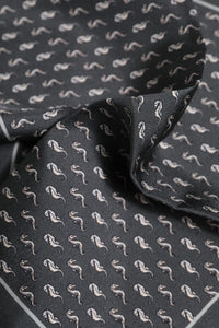 Dolce & Gabbana Black Fish Print Silk Square Men Foulard Men's Scarf