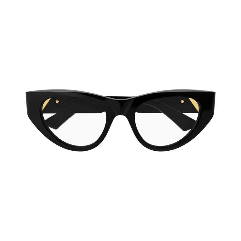Bottega Veneta Eyeglasses Cat Eye Full Rim, Black Frame and Clear Demo Lenses Lens BV1179O001