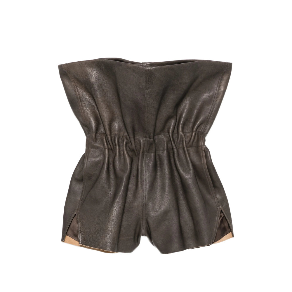 Rick Owens Grey Shorts - Leather & Faux Leather Shorts Women