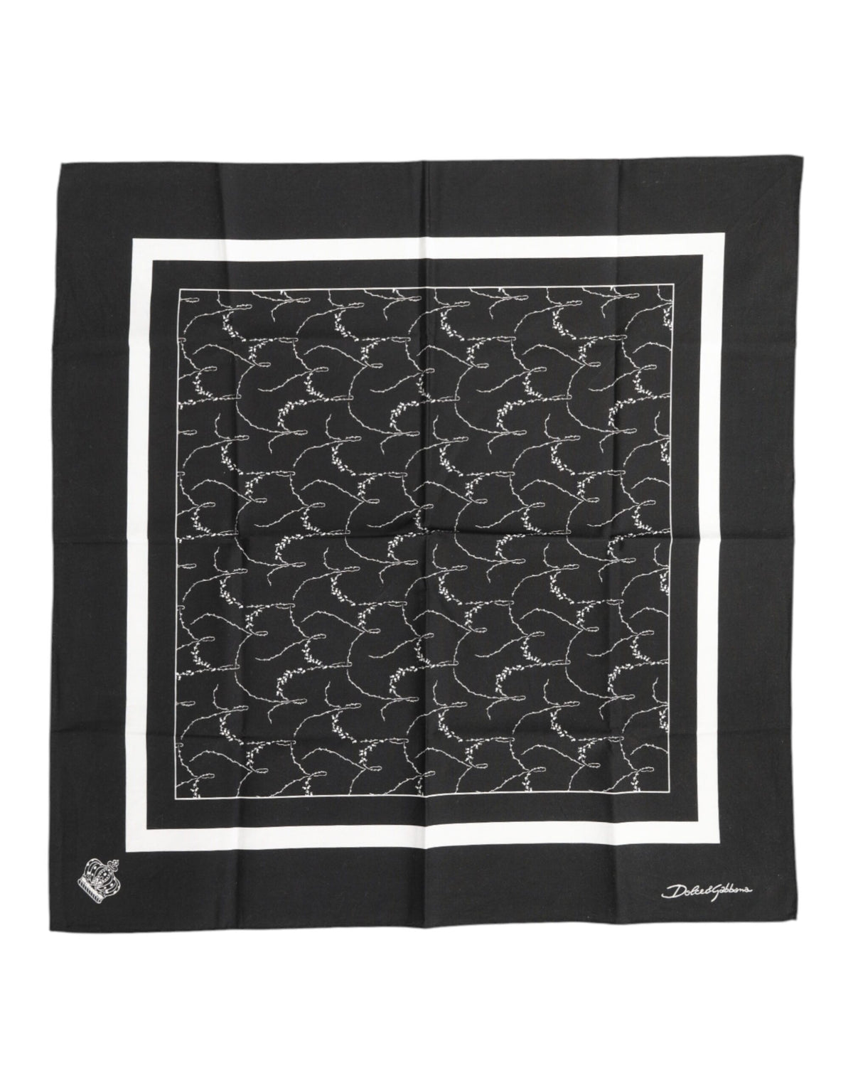 Dolce & Gabbana Black White Printed Square Men Foulard Men's Scarf