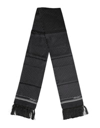 Dolce & Gabbana Black White Polka Dot Fringes Foulard Men's Scarf