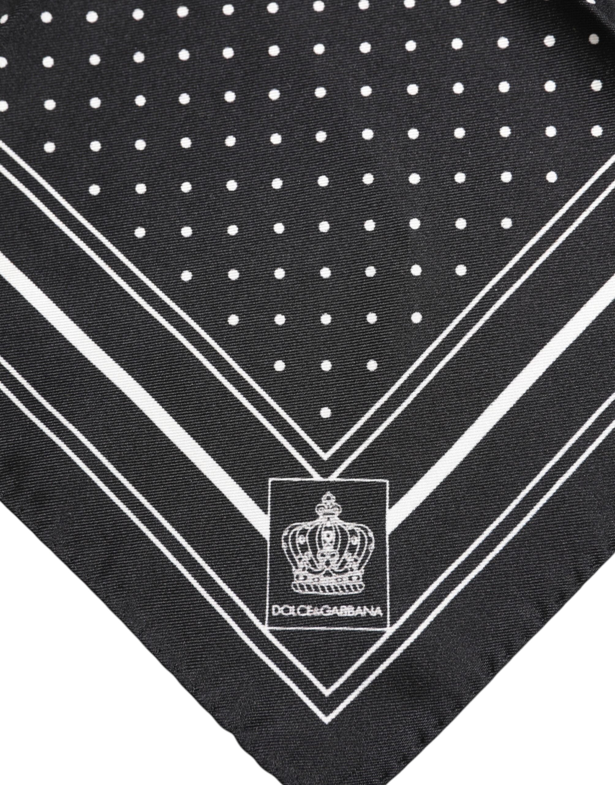 Dolce & Gabbana Black White Polka Dot Men Foulard Men's Scarf