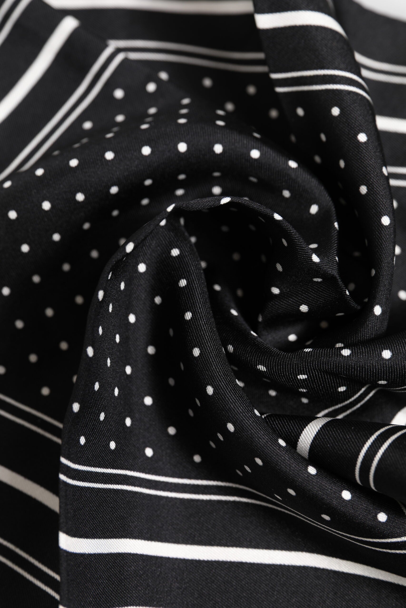 Dolce & Gabbana Black White Polka Dot Men Foulard Men's Scarf