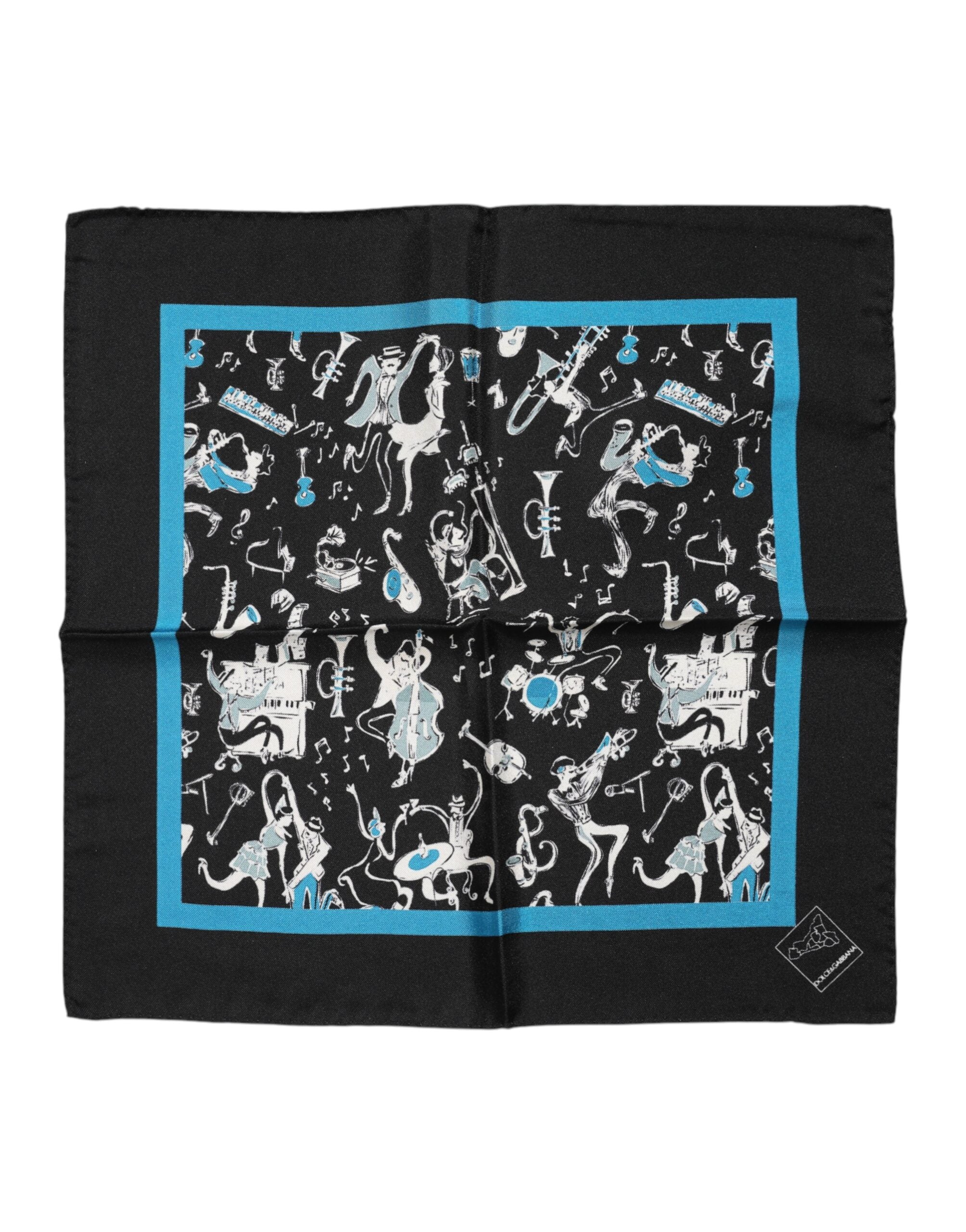Dolce & Gabbana Black Jazz Club Silk Square Men Foulard Men's Scarf