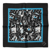 Dolce & Gabbana Black Jazz Club Silk Square Men Foulard Men's Scarf