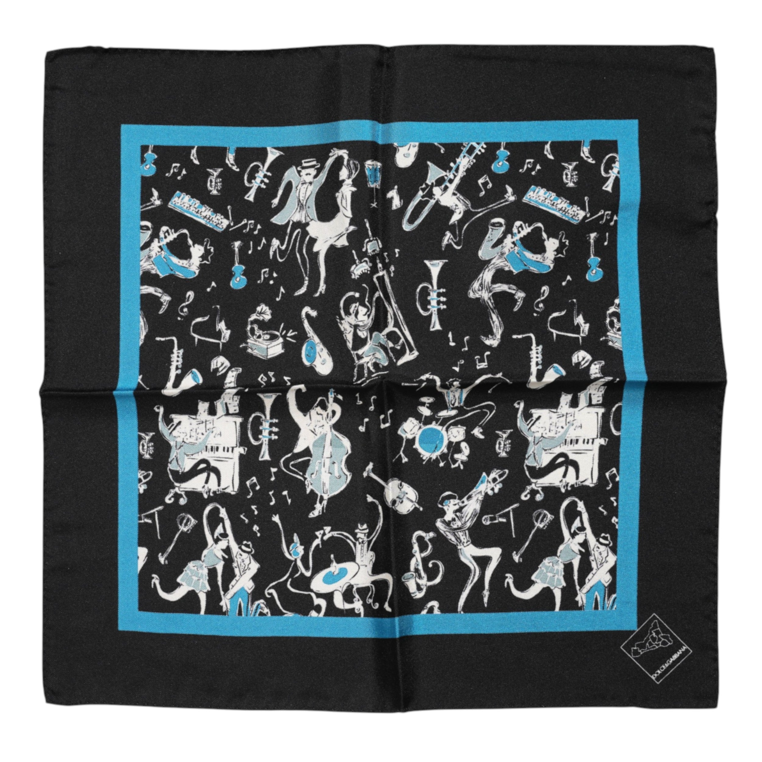 Dolce & Gabbana Black Jazz Club Silk Square Men Foulard Men's Scarf