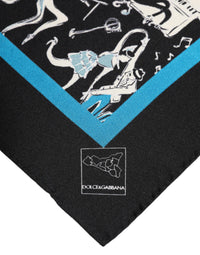 Dolce & Gabbana Black Jazz Club Silk Square Men Foulard Men's Scarf