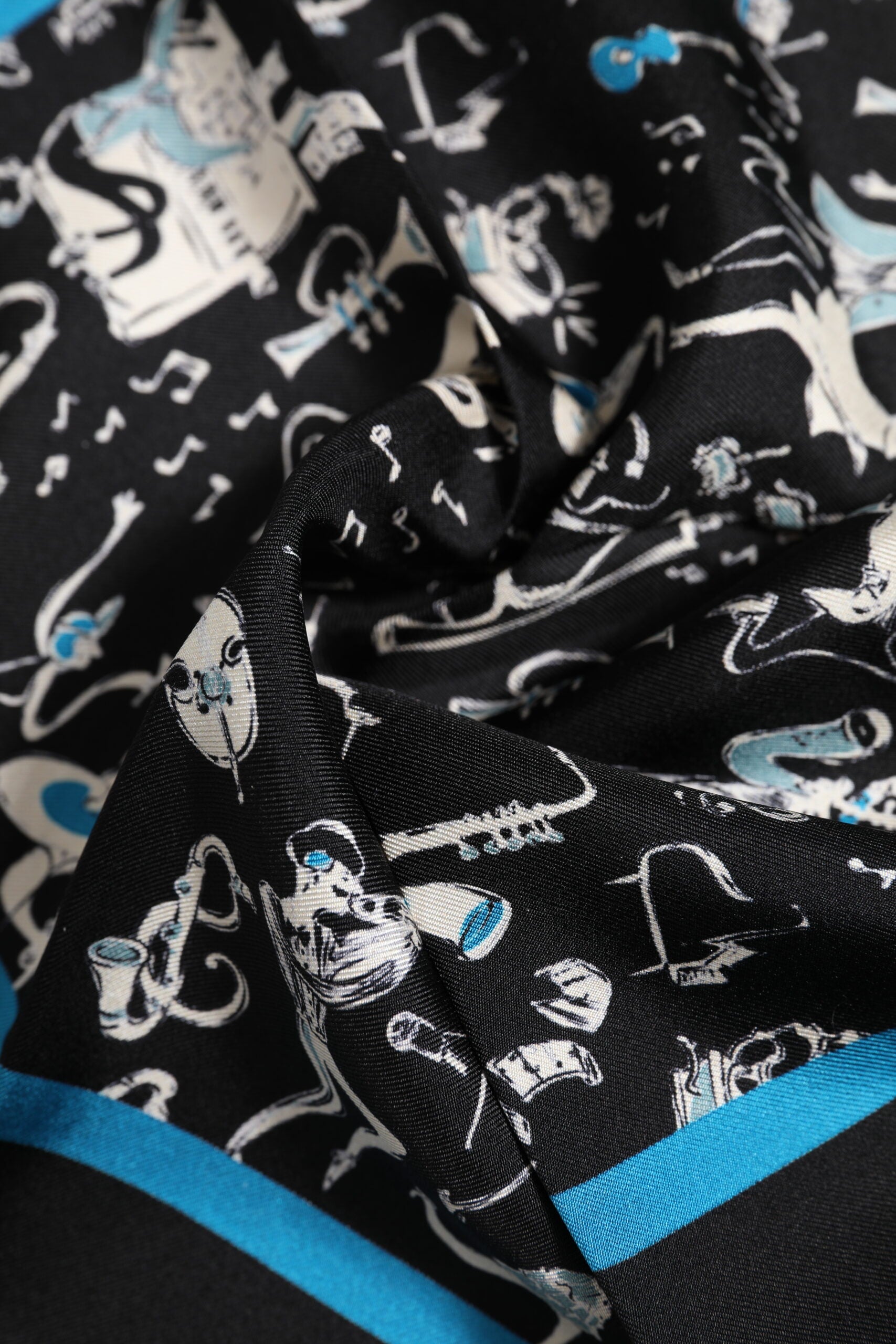 Dolce & Gabbana Black Jazz Club Silk Square Men Foulard Men's Scarf