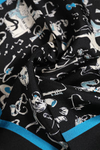 Dolce & Gabbana Black Jazz Club Silk Square Men Foulard Men's Scarf