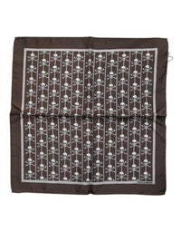 Dolce & Gabbana Brown Skull Silk Square Men Foulard Men's Scarf