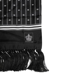 Dolce & Gabbana Black Silk Printed Fringes Men Foulard Men's Scarf