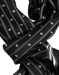 Dolce & Gabbana Black Silk Printed Fringes Men Foulard Men's Scarf