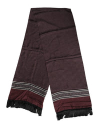 Dolce & Gabbana Maroon Dotted Silk Fringes Foulard Men's Scarf