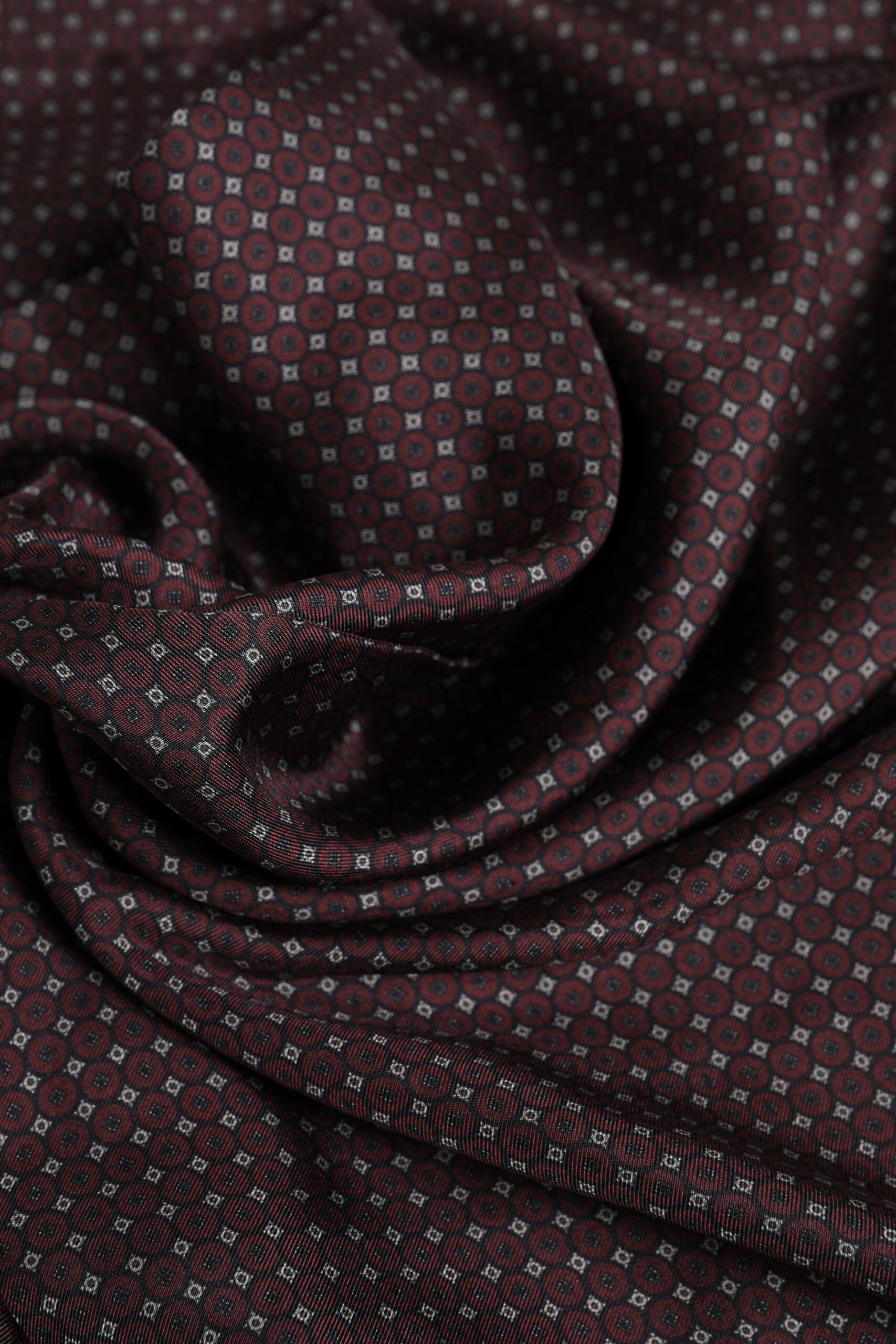 Dolce & Gabbana Maroon Dotted Silk Fringes Foulard Men's Scarf