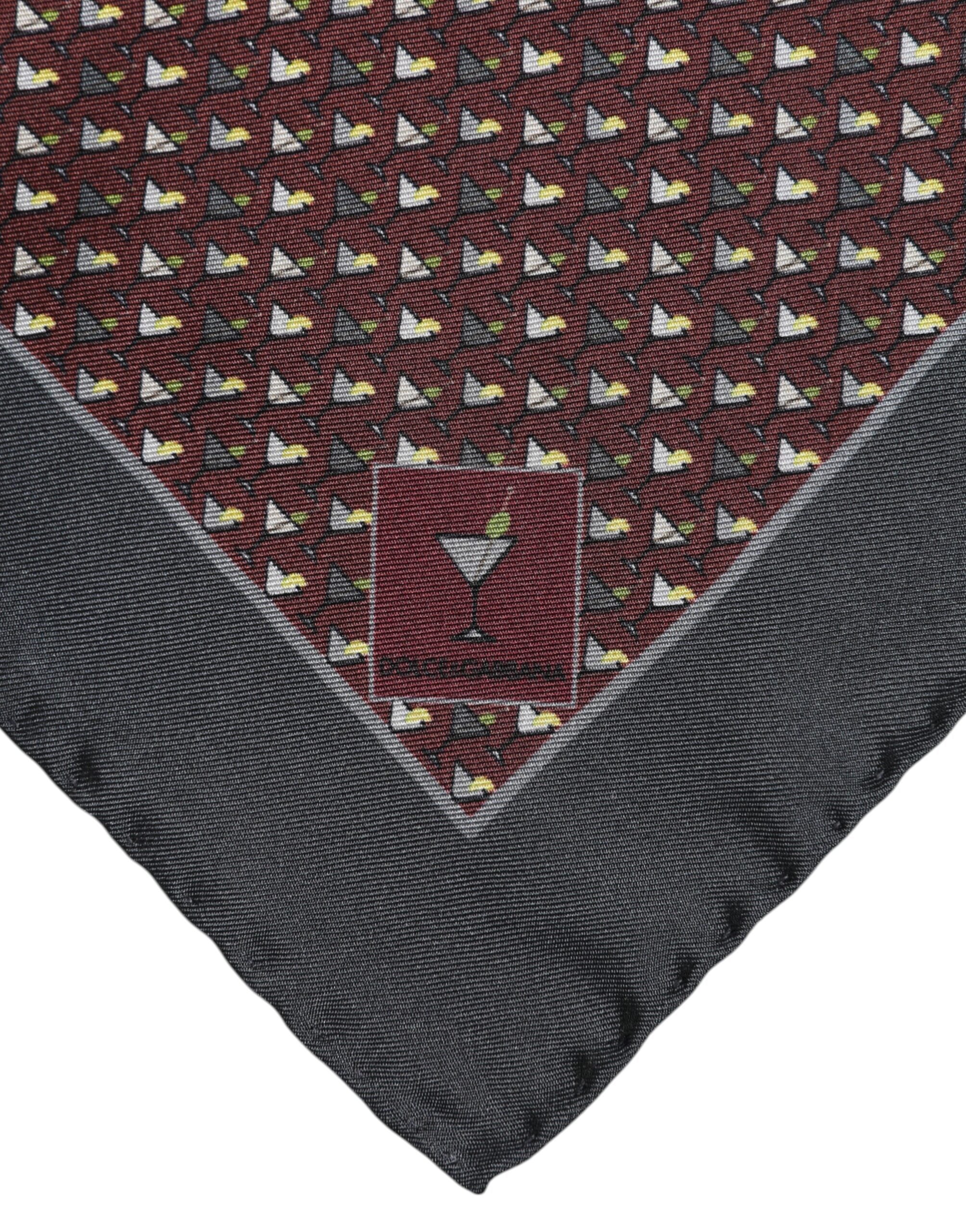 Dolce & Gabbana Maroon Cocktail Silk Square Foulard Men's Scarf
