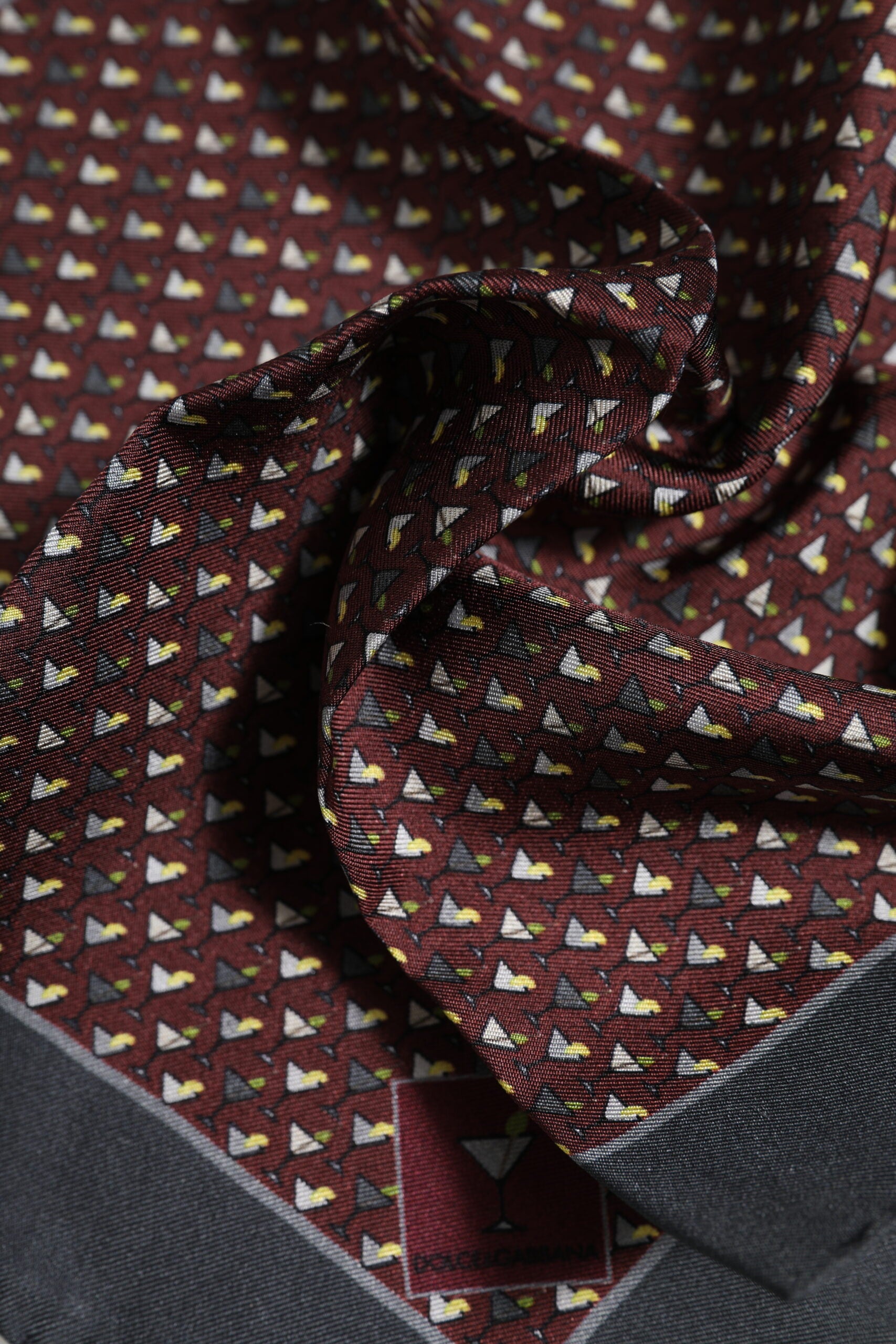 Dolce & Gabbana Maroon Cocktail Silk Square Foulard Men's Scarf