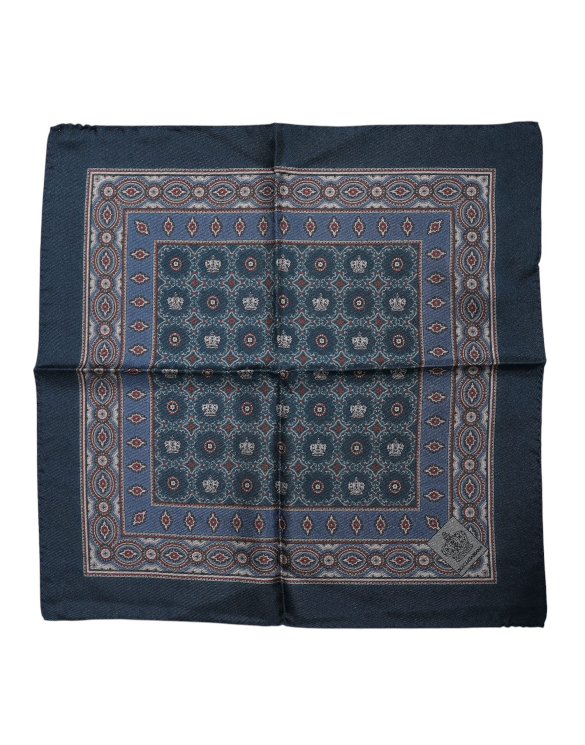 Dolce & Gabbana Blue Printed Silk Square Men Foulard Men's Scarf