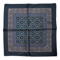 Dolce & Gabbana Blue Printed Silk Square Men Foulard Men's Scarf
