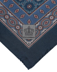 Dolce & Gabbana Blue Printed Silk Square Men Foulard Men's Scarf