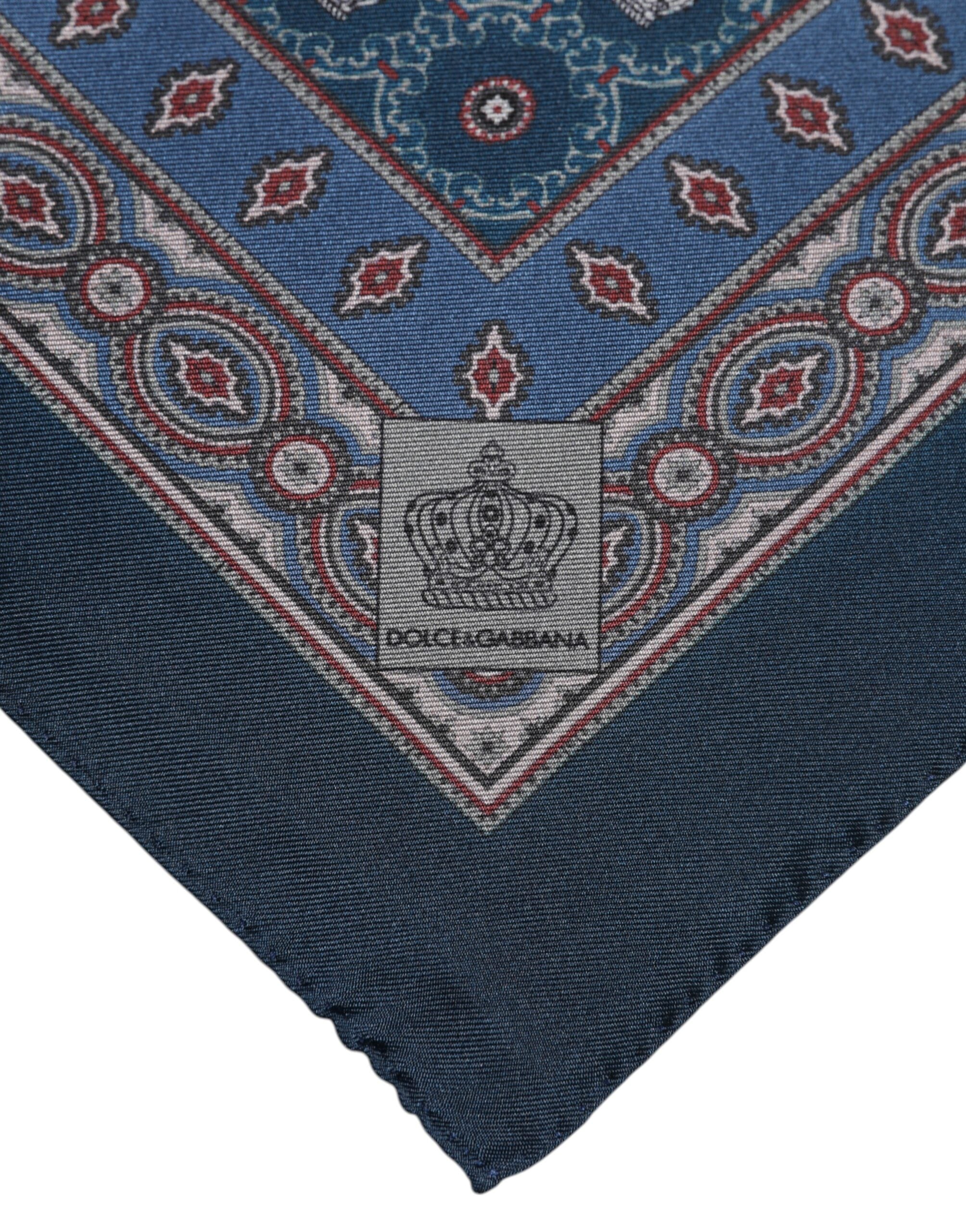 Dolce & Gabbana Blue Printed Silk Square Men Foulard Men's Scarf