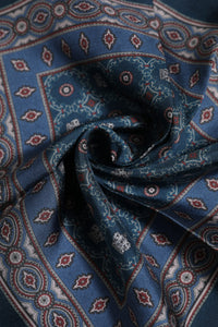 Dolce & Gabbana Blue Printed Silk Square Men Foulard Men's Scarf