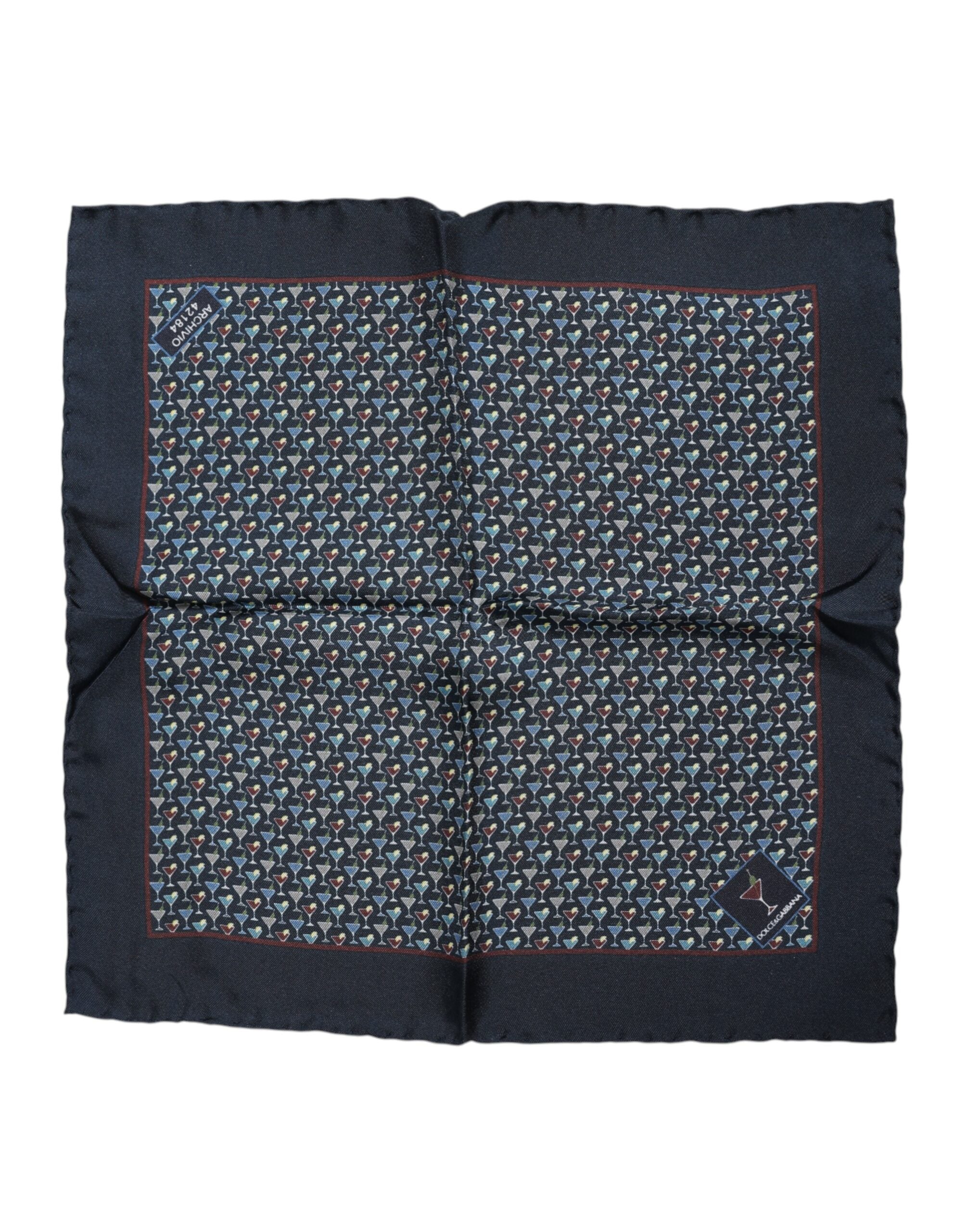 Dolce & Gabbana Blue Cocktail Silk Square Foulard Men's Scarf