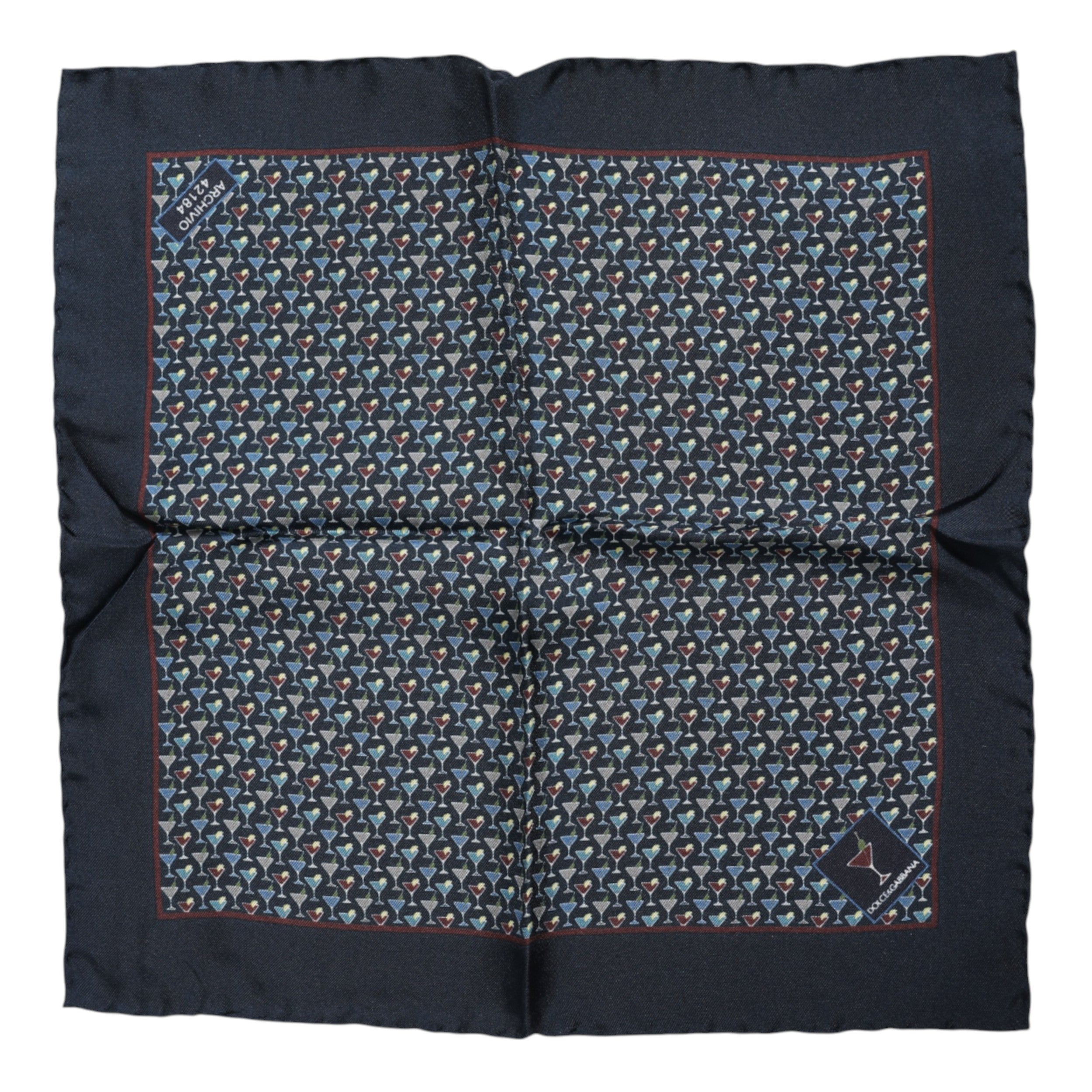 Dolce & Gabbana Blue Cocktail Silk Square Foulard Men's Scarf