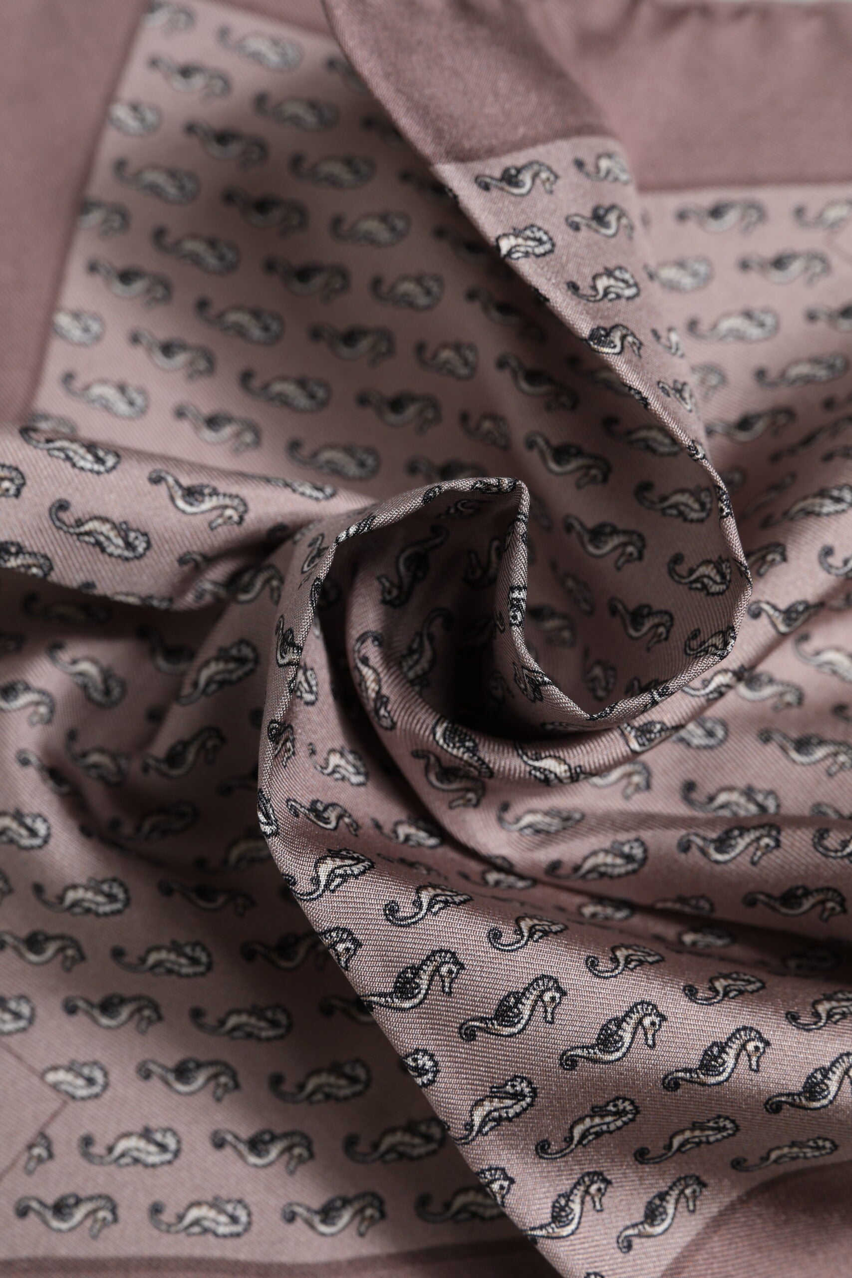 Dolce & Gabbana Brown Sea Horse Silk Square Foulard Men's Scarf