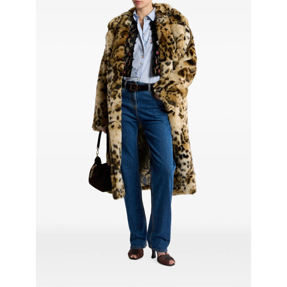 Etro Neutrals Coats - Faux Fur Coats Women