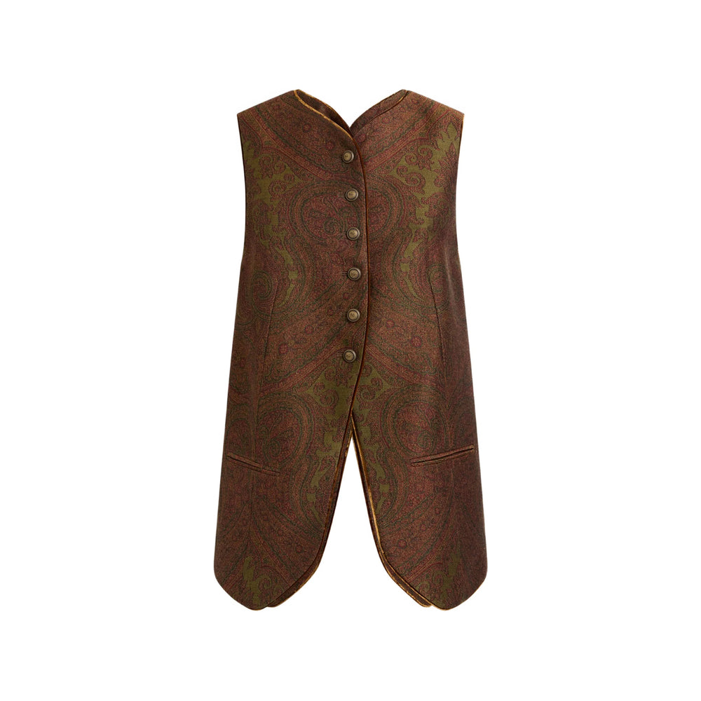 Etro Brown Jackets - Waistcoat & Gilets Women