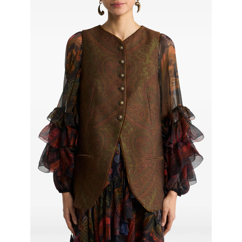 Etro Brown Jackets - Waistcoat & Gilets Women