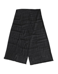 Dolce & Gabbana Dark Gray Cashmere Fringes Neck Warmer Men's Scarf