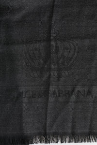 Dolce & Gabbana Dark Gray Cashmere Fringes Neck Warmer Men's Scarf