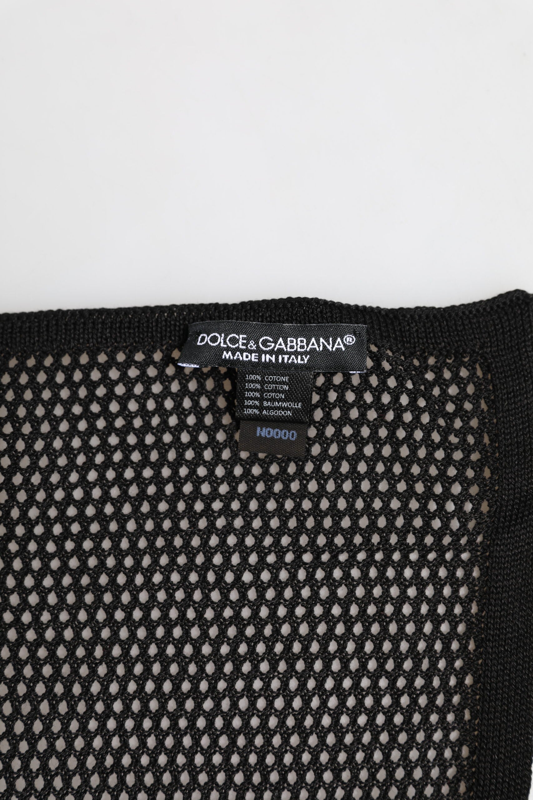 Dolce & Gabbana Black Patterned Cotton Square Foulard Men's Scarf