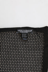 Dolce & Gabbana Black Patterned Cotton Square Foulard Men's Scarf