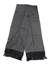 Dolce & Gabbana Black Patterned Fringes Men Foulard Men's Scarf