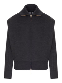 Giorgio Armani Women Padded Virgin Wool Bomber Jacket With Ribbed Sleeves