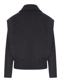 Giorgio Armani Women Padded Virgin Wool Bomber Jacket With Ribbed Sleeves