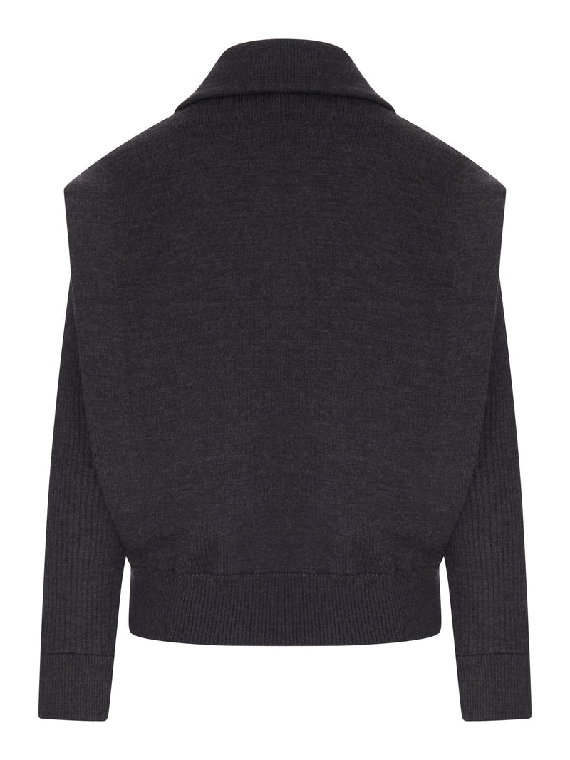 Giorgio Armani Women Padded Virgin Wool Bomber Jacket With Ribbed Sleeves
