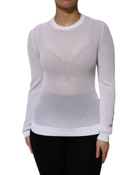 Dolce & Gabbana White Round Neck Long Sleeves Pullover Women's Top