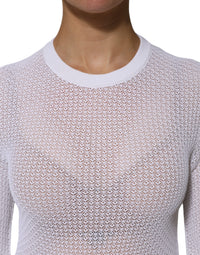 Dolce & Gabbana White Round Neck Long Sleeves Pullover Women's Top
