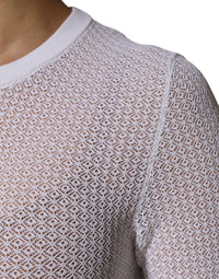 Dolce & Gabbana White Round Neck Long Sleeves Pullover Women's Top