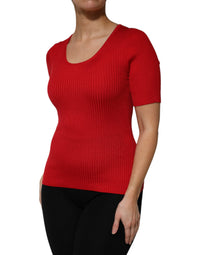 Dolce & Gabbana Red Round Neck Short Sleeves Pullover Women's Top