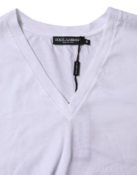 Dolce & Gabbana White Cotton Short Sleeves V-neck Women's T-shirt
