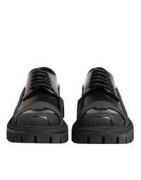 Dolce & Gabbana Dolce & Gabbana Black Patent Leather Trekking Derby Men's Shoes