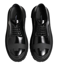 Dolce & Gabbana Dolce & Gabbana Black Patent Leather Trekking Derby Men's Shoes
