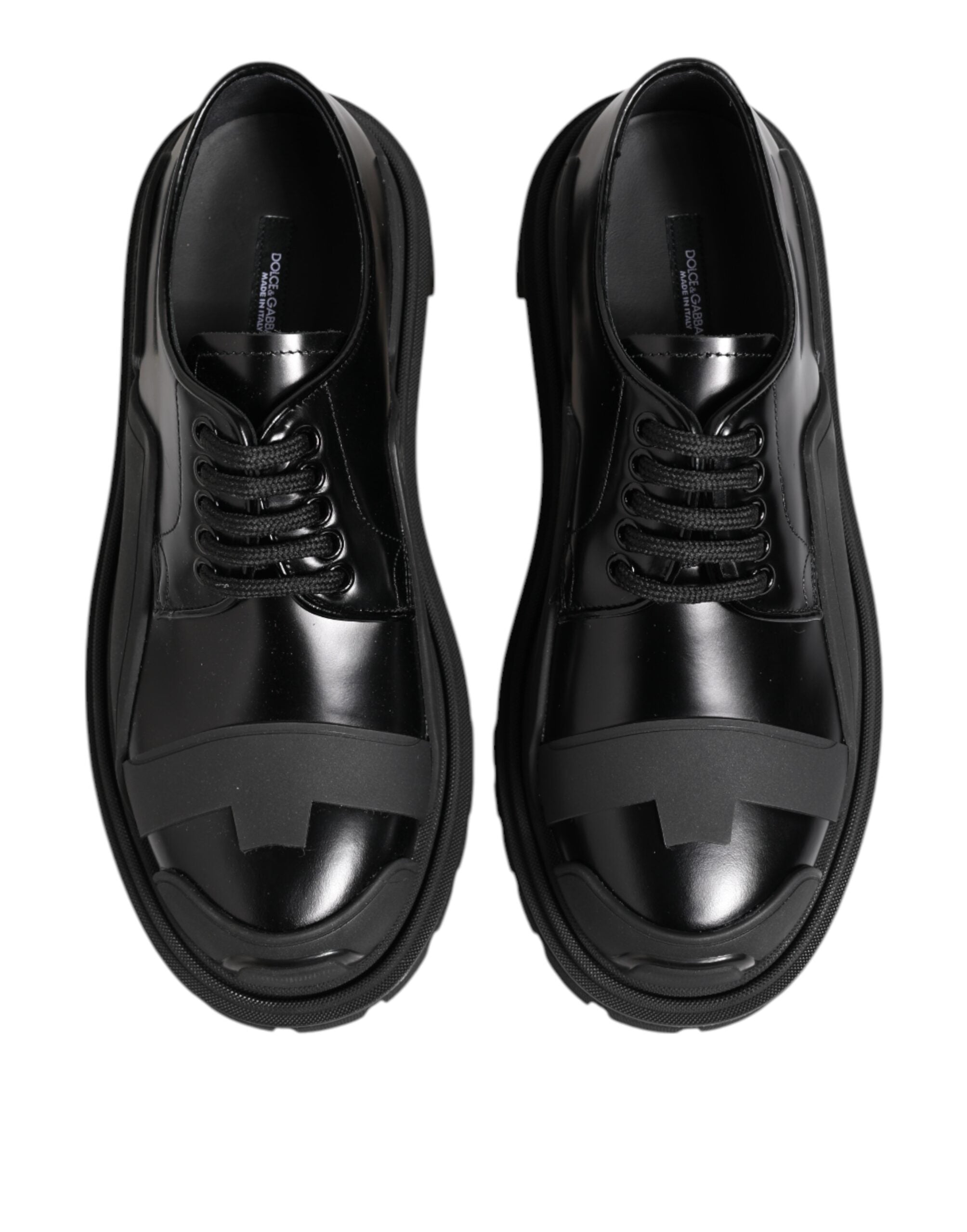 Dolce & Gabbana Dolce & Gabbana Black Patent Leather Trekking Derby Men's Shoes